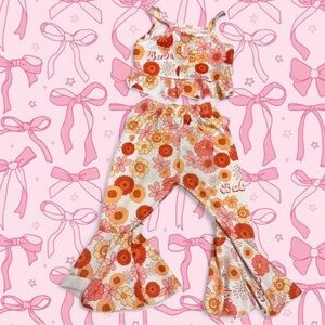 Floral Two-Piece Set with Flared Pants